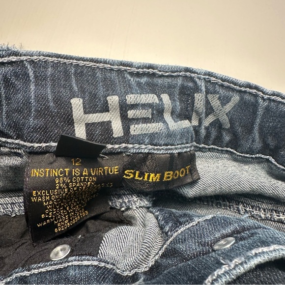 HELIX DARK WASH SLIM BOOT CUT JEANS YOUTH SIZE 12 - Picture 7 of 16